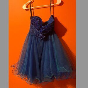 Sequin/Tulle Blue Mini Dress